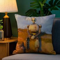 The W-Wild Robot Pillow Case Plush Fabric Soft Double Sided Print Sofa Cushion Cover Throw Pillow Covers Peach skin 18*18(CM)-1Pcs