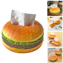 Funny Hamburger Tissue Box,Creative Burger Tissue Box, Hamburger-Shaped Funny Decor, Cute And Functional Napkin Dispense,for Home,Restaurant One Size gray