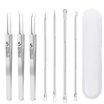 7pcs Stainless Steel Splinter Acne Clip Cell Tweezer Blackhead Clip Pimple Pin Beauty Salon Acne Removal Acne Needle Tools balta