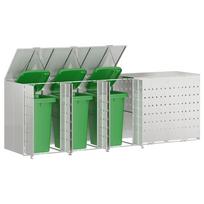 5 Bin Waste Container Storage Unit Silver 340 x 77.5 x 115.5 cm