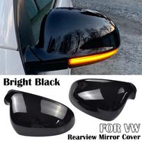 For VW Golf MK5 GTI Jetta 5 (bright black) carbon fiber Passat B6 B5.5 side mirror cover 2-piece Sharan Golf Plus Variant EOS Bright Black-2Pcs