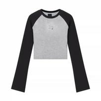 Y2k Vintage Crop Top marškinėliai ilgomis rankovėmis Moteriški korėjietiški mados Harajuku Kpop estetiniai grafiniai marškinėliai, ruduo S pilka