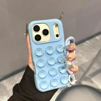 Fashion Cute Candy Liquid Silicone Suction Case For iPhone 17 Air 15 14 11 12 13 16 Pro Max Plus Lanyard With Wrist Strap Cover iPhone 11
