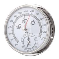 5.2in Hygrometer Thermometer Barometer Portable Stainless Steel Weather Forecast Station for Garden Entrance Garage