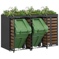 vidaXL Waste Bin Storage for 3 Bins Anthracite Grey Steel