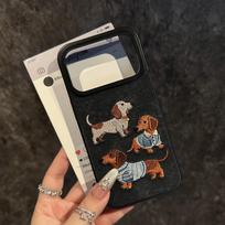 Embroidered Dachshund for iPhone16/17Promax mobile phone case Apple 15/14 anti-drop protective case 13 new Apple 11