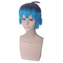 Anime 30 cm Boružėlės Luka Cosplay Perukai Juodi Mėlynas Ombre Vaidmenų žaidimas Karščiui atsparus sintetinis trumpų plaukų perukas berniukui (Blue,30CM) mėlyna