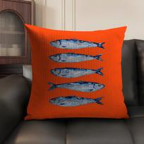 Sardines Art Cushion Cover Summer Breathable Linen Organic Fabric Double-Sided Printing Sofa Pillow Case Home Decor Peach skin 18*18(CM)-1Pcs