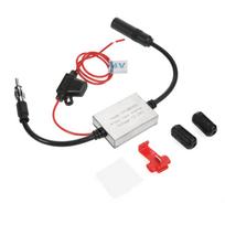 1vnt Automobilinis stereofoninis FM radijo antenos signalo stiprintuvas 12-24V Universalus transporto priemonėms Automobilių sunkvežimiams sidabras