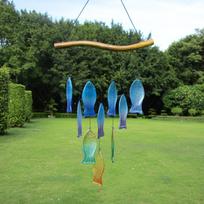 Glass Wind Chime Hanging Windchime Elegant Handmade Gift for Women Outdoor Decor Ornament Patio Fish