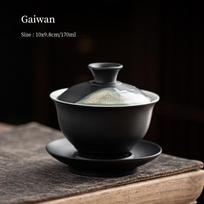 170 ml keraminis dangtelio dubenėlis, rankomis tapytas dubenėlis arbatos aukojimui, japoniško stiliaus arbatos dubenėlis Ceramic gaiwan