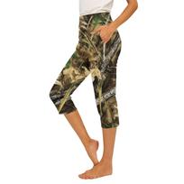 Women Elastic Waist Casual Capri Pants Slim Fit Side Slit Pockets Lightweight Stretchy Bottoms for Everyday Wear L bronza