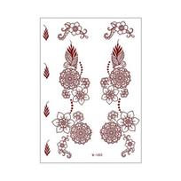 Yousheng Henna Tattoo Stickers, Red Brown Waterproof Lace Temporary Tattoos, Indian Mehndi Body Art for Hands Feet, Festival X