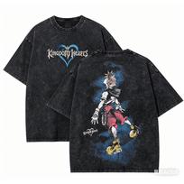 Kingdom hearts Washed T shirt Model personality Clothes shirt Year round clothing Streetwear Trendy Vintage Breathable S
