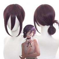 Anime Cosplay Wig, Reze Purple Low Bun Short Hair High-Temperature Fiber Synthetic Hairpiece black