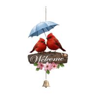 2D Flat Welcome Wind Chime Flower Personalized Bird Door Decoration Acrylic Ornaments Porch Decoration House Number Sign raudona