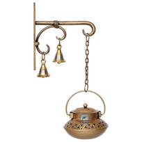 Metalinis Degchi stiliaus sieninis smilkalų degiklis Loban Dhoop Dani/Dhoop Dani degiklis black