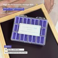 Plastikinis nagų dailės laikymo dėžutė su skyreliais Laikymo konteinerio dėžutė nagų dailės dekoracijoms 24Grids violetinė