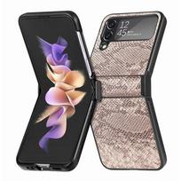 Skirtas Samsung Z Flip3 Z Flip4 Flip 4 3 Luxury Snake Print sulankstomas telefono dėklas, skirtas Galaxy Z Flip 4 Flip 3 4 smūgiams atsparus odinis dangtelis for Samsung Z Flip3 rožinio aukso spalvos