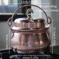 Handcrafted Vintage Copper Pot,Portable Camping Pot With lid Cooking Utensil Simmering Food Stewing,15 cm Hammer Texture Pot