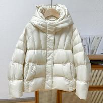 High-quality ultra-light zero-pressure hooded down jacket for women's 2025 winter fashion thickened puff feeling large bread jacket S dramblio kaulas