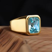 R3381 Men's/Women Trend High Quality 316LStainless Steel Multiple Colors Gemstone Style Onyx Golden Rings Jewelry 7