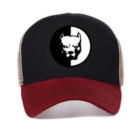 New Fashion Men Women Pitbull Dog Baseball Cap Cartoon Hip Hop Cotton Mesh Trucker Caps Bone Dad Hat Adjustable snapback hats Adjustable raudona