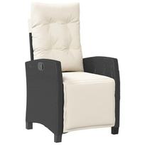 vidaXL Garden Recliner with Footrest Adjustable Black Poly Rattan