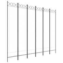 6 Piece White Folding Screen 240 x 200 cm Fabric