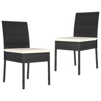 Garden Dining Chairs 2 pcs Black Poly Rattan