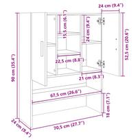 Washing Machine Cabinet Sonoma Oak 70.5 x 24 x 90 cm