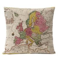 Retro Senovės Pasaulio Žemėlapio Pagalvės Užvalkalas Namų Dekoro Biuro Sofos Pagalvės Užvalkalas Peach skin 18*18(CM)-1Pcs beige