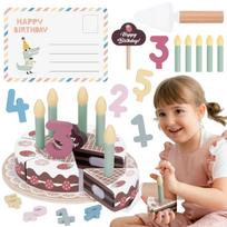 Tooky Toy medinis gimtadienio tortas su žvakutėmis, skaičiais ir padėklu