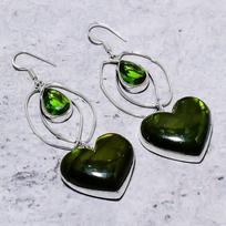 Natural Green Labradorite, Peridot 925 Sterling Silver Earring 3.03  w7L06