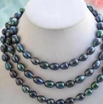 7-8mm New Tahitian Black Natural Pearl Necklace 48
