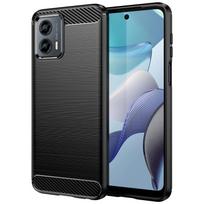 TPU dėklas su anglies pluošto tekstūra, skirtas Motorola Moto E14 G04S G14 G24 Power G34 G54 G84, smūgiams atsparus apsauginis dangtelis, dėklas, korpusas Moto G14 juoda