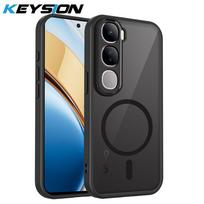 KEYSION Magnetinis telefono dėklas skirtas VIVO V40 Lite Silikoninis+PC Matinis Pusiau permatomas Skaidrus Atsparus smūgiams dėklas skirtas VIVO Y200 5G for VIVO V40 Lite juoda