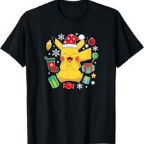 Pokémon - Kalėdiniai dovanų marškinėliai su Pikachu S juoda