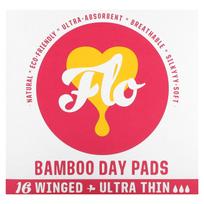 Here We Flo, bamboo day pad, ultra thin, winged, 16 pads