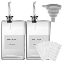500ml Rectangular Olive Oil Dispenser Glass Bottle Transparent Large Capacity Dispenser Bottle Well Sealed Container 2pcs