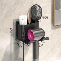 Wall Mounted Hair Dryer Holder, No Drill Waterproof Storage Rack For Bathroom, Wire Management Hook For Blow Dryer, Shower Caddy Organizer juoda