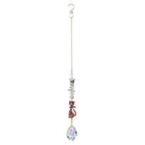 Natural Crystal Sun Catcher Wind Chime, Cat Seahorse Fish & Mini House Pendants, Rainbow Maker Window Hanging Ornament, Hanging Wind Chimes for Kids A