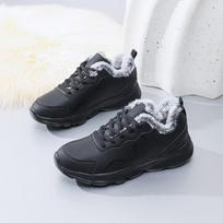 Men's Snow Boots Winter Ankle Boots Fur Outdoor Winter Shoes Warm Hiking Boot Platform Sneakers Lightweight Lace-up Cotton Boots 36 juoda