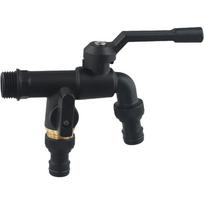 Black Brass Garden Hose Bibcock with Dual Outlet, 1/2 Inch Anti-Freeze Outdoor Faucet for Winter Watering and Irrigation Systems(Double headed)