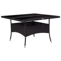 vidaXL Garden Dining Table Black Poly Rattan and Glass