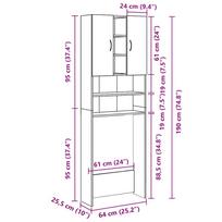 Washing Machine Cabinet Artisan Oak 64 x 25.5 x 190 cm