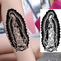 1 lapas vandeniui atsparūs Jėzus su kryžiumi ir erškėtrožėmis, liūtu, laikini tatuiruotės vyrams, moterims, suaugusiems, ilgai išliekančios laikinos netikros tatuiruotės lipdukas China Mainland