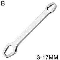 5 mm storio reguliuojamas Torx veržliaraktis - savaime prisiveržiantis dvigalvis veržliaraktis, tinka 3-17 mm, nešiojamas namų ir automobilių remontui, universalus juodas sidabras