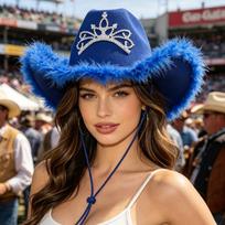 Western Style Feather Party Cowboy Hat Soft Felt Festival Jazz Hat  Birthday Party Style F