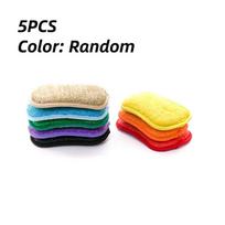 5Pcs Super Absorbent Microfiber Double Sided Scrub Sponge for Dishwashing Kitchen Bathroom Clean Cloth Eraser black